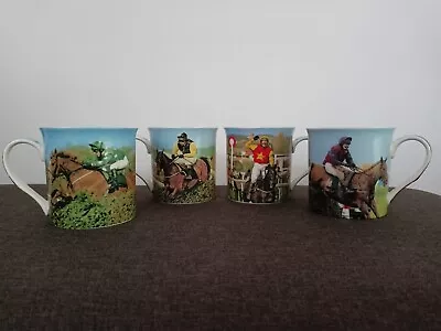 Set Of Four China Mugs With Horse Racing Scenes By The Leonardo Collection Vgc • £7