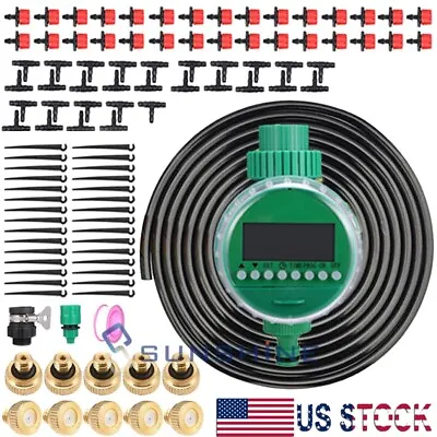82FT Hose Micro Self Watering Automatic Drip Irrigation Sprinkle W/ Timer System • $9.83