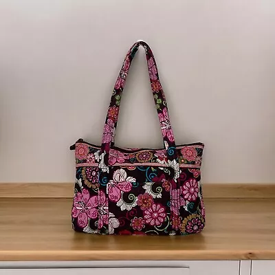 Vera Bradley Mandy Tote Shoulder Bag Zipper & Inside Pockets Mod Floral Pink EUC • $22