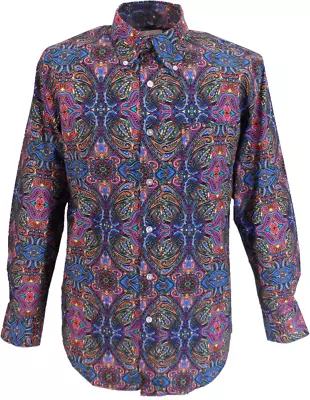 Mens 60s 70s Retro Mod Multi Paisley Shirt • £37.99