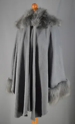 £14.50 • Buy Ladies Joe Browns Grey Poncho Cape With Faux Fur Trim One Size With Tags