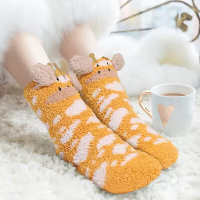 £5.99 • Buy 1 Pair Coral Fleece Socks Stereoscopic Lovely Giraffe Design Warm Socks