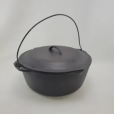 Vintage Lodge #10 Cast Iron Dutch Oven 12 Inch With Lid And Handle • $79.95