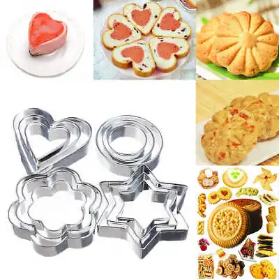 12 Pcs Stainless Steel Cookie Cutter Mould Set For Baking Cake Decorating DIY UK • £2.49