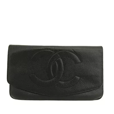 CHANEL CC Logo Caviar Skin Long Bifold Wallet/9Y0509 • £0.80