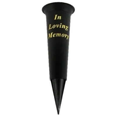 Set Of 2 GRAVE VASE SPIKE Memorial Black Loving Memory Funeral Flowers Pot • £6.50