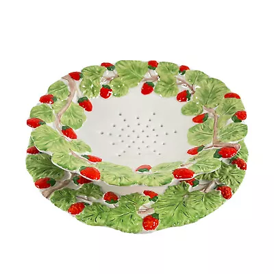 Mottahedeh Strawberry Footed Strainer & Dish Set Retro MCM Italy Vintage • $93.47