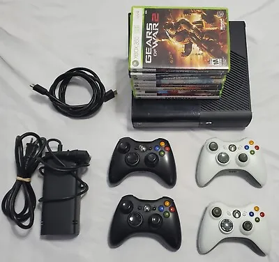 $78 • Buy Xbox 360 E 250GB W 9 GAMES & 4 CONTROLLERS MOST CIB FAST SHIPPING📦🎮🔥