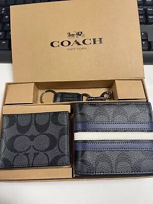 Coach Short Men's Wallet Card Case Key Chain SET Short Fashion • $49.99