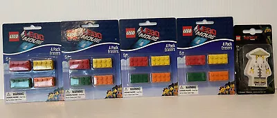 New In Packaging Erasers Of The Lego Movie X4 And Ninjago Movie Master Wu • $18