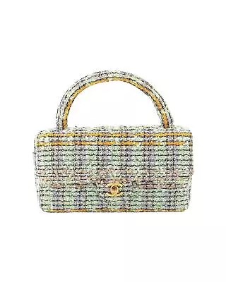 Pre Loved Chanel Green Tweed Coco Handle Handbag With Gold Hardware By   - • $38898