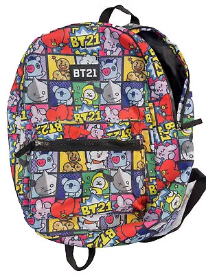 BT21 Line Friends BTS Characters Squares Grid Backpack Book Bag Full Size School • $19.95