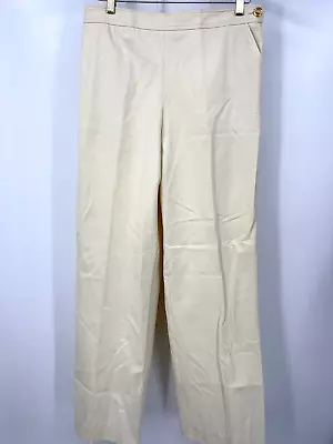Vintage St. John Sport Pants Womens 12 Cream Wide Leg Side Zipper Minimalist • $25