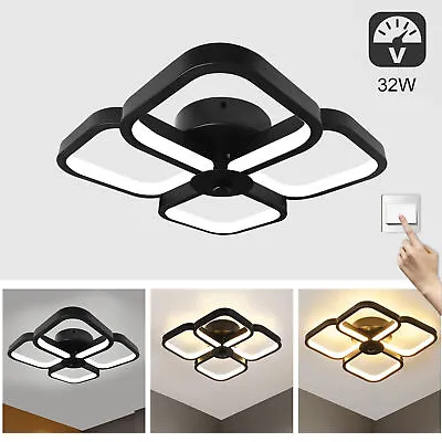 Modern Chandelier LED Lamp Black / White Frame Ceiling Light Living Room Lights • £13.99