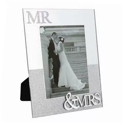 £8.97 • Buy Mr & Mrs Mirror Glass & Glitter Photo Picture Frame 7x5 Wedding Anniversary Gift