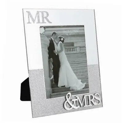 Mr & Mrs Mirror Glass & Glitter Photo Picture Frame 7x5 Wedding Anniversary Gift • £8.97