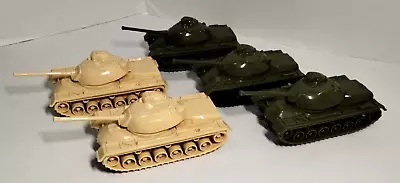 Lot Of 5 Tim Mee (3) Green (2) Beige Plastic Toy M48 Patton Tank Army Vintage VG • $29.22