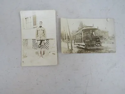 2 Antique Photographic Images On Postcards Military And Cable Car • $19