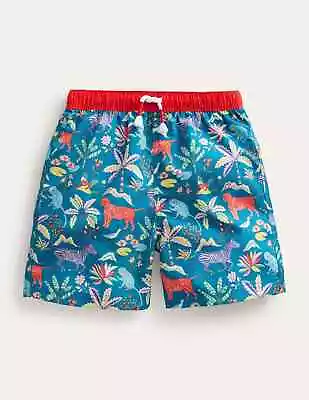 Mini Boden Boys Swim Trunks - 9-10ys - Island Blue Tropical Garden Shorts - NWT • $24.95