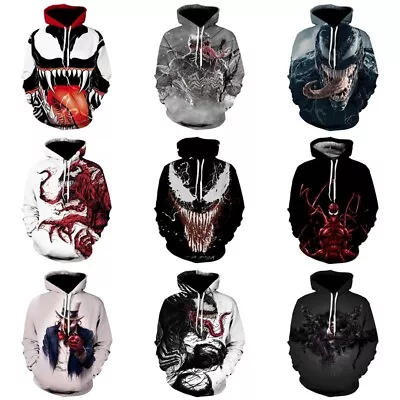 Unisex 3D Marvel Venom Film Hoodies Sweatshirt Hooded Top Pullover Jumper Gifts • £19.18