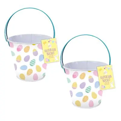 Easter Baskets Buckets Accessories - Mini Buckets Metal Set Of 2 Eggs • £6.71