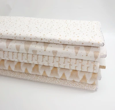 £2.45 • Buy Christmas Fabric Metallic Patterned Scandi Nordic Cream/Ivory Cotton Patchwork 