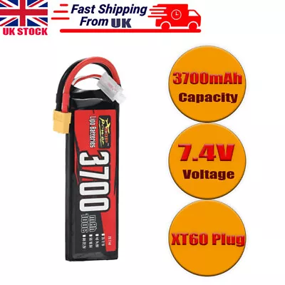 2S 7.4V 3700mAh 100C LiPo Battery Pack XT60 Plug For RC Car Truck Cars Vehicles  • £17.98