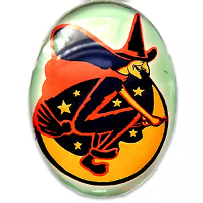 Glass Vintage Ouija Halloween Witch Woman Cameo Cabochon Gothic Art Costume • $0.99