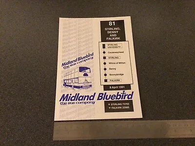 £5 • Buy Midland Bluebird Scottish Bus Group Route 81 Timetable April 1991 Stirling
