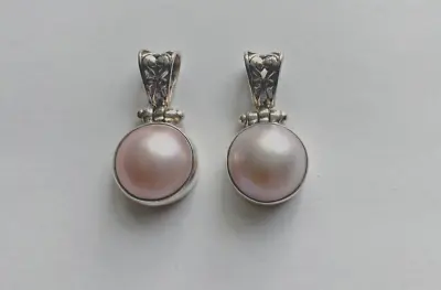 Solid 925 Sterling Silver Pink Mabe Pearl 13 Mm Pendant 4.9 Grams Wholesale! • $18