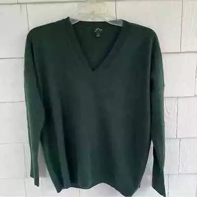 J. Crew Cashmere Boyfriend V-Neck Sweater Green Size Small • $50