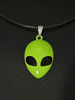 UFO Collection: Green Metal/Enamel Alien Pendant Necklace With 18” Black Cord • $5.50