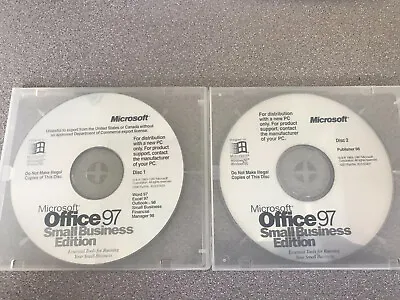 Microsoft Office 97 Small Business Edition Discs 1 & 2 (Publisher 98) No Key • $9.99