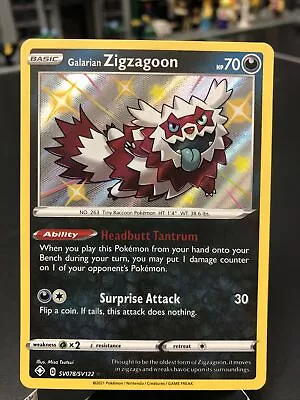 $3.99 • Buy Pokemon Shining Fates Galarian Zigzagoon SV078/SV122 Pack Fresh