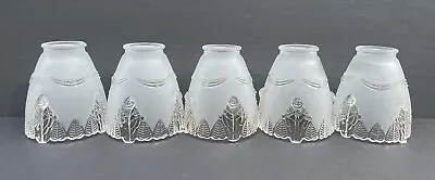 Glass Chandelier Shades Frosted Clear  Floral Embossed Lot Of 5 Vintage • $65