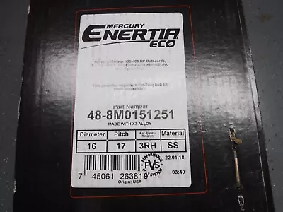 Mercury Enertia ECO Stainless Steel Propeller   17P  RH   # 8M0151251 • $899