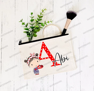 £6.99 • Buy Polka Dot Girl Personalised Pencil Case / Makeup Bag, Stationery, Beauty, Gift