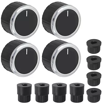 UNIVERSAL Oven Switch Knobs + Adaptors Set For Cooker Grill Hob Black X 4 Pack • £6.99