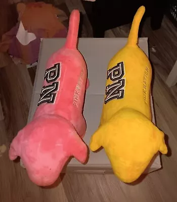 PINK Victoria's Secret YELLOW And PINK  Pink Nation  Large 10  Plush Dogs • $27.50