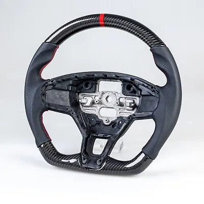 Carbon Flat Bottom Leather Red Steering Wheel For Ford Mustang Mach-E 2021-2024 • $490.89