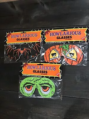 3x 1991 Howlarious Glasses Lot Jack O’ Lantern Bat Halloween Mask Vintage Dakin • $6