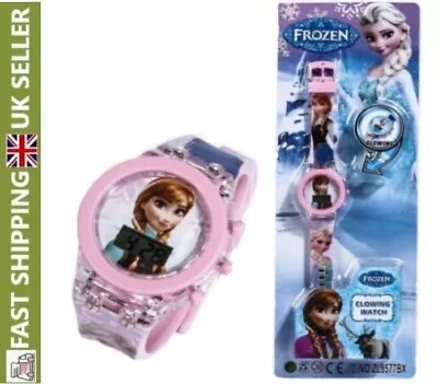 Children's Watch Frozen Anna Elsa Cartoon Flashing Light Up Digital Kids Hero • £6.49
