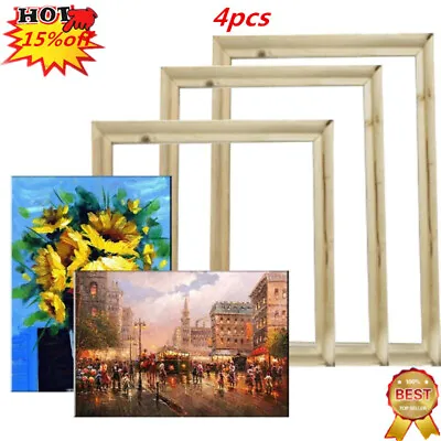 £6.54 • Buy 4pcs DIY Painting Frames Wooden Frame Kits For Canvas Oil Painting Picture Decor