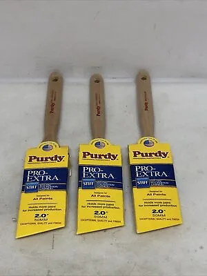 $48 • Buy Lot Of (3) Purdy PRO-EXTRA Glide 2  W ANGLE Paint Brush Stiff Nylon/Polyester