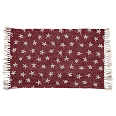 $29.95 • Buy Primitive Red With White Star 20 X30  Rug, New, VHC, 100% Cotton Throw Rect Rug