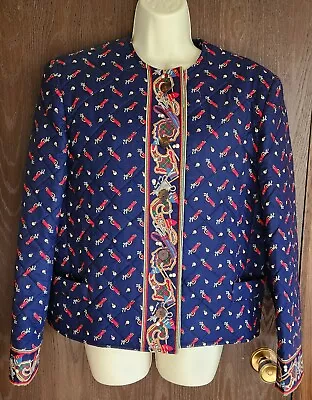 NWOT Vera Bradley Blue Golf Quilted Jacket Blazer Coat Retired Women Medium • $35.99