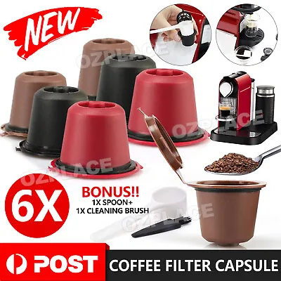 6PCS Coffee Filter Capsule Pods For Nespresso Maker Machine Refillable Reusable • $12.95