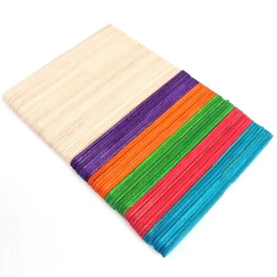 160x WOODEN CRAFT LOLLY STICKS Model Making Art Craft Popsicle Ice Pop Kids Play • £6.70