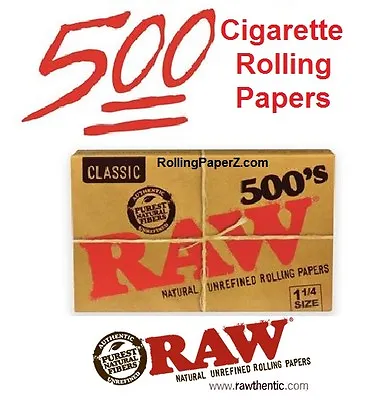 $9.83 • Buy Raw Classic Natural Unrefined 500 Pack Cigarette Rolling Papers**Free Shipping**