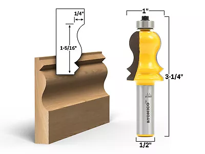 Large Elaborate Cap Crown Cap Molding Router Bit - 1/2  Shank - Yonico 16114 • $18.95